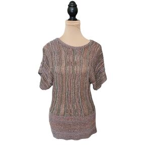 A Knitch Above Rainbow Knit 1/2 Sleeve Top Sz M